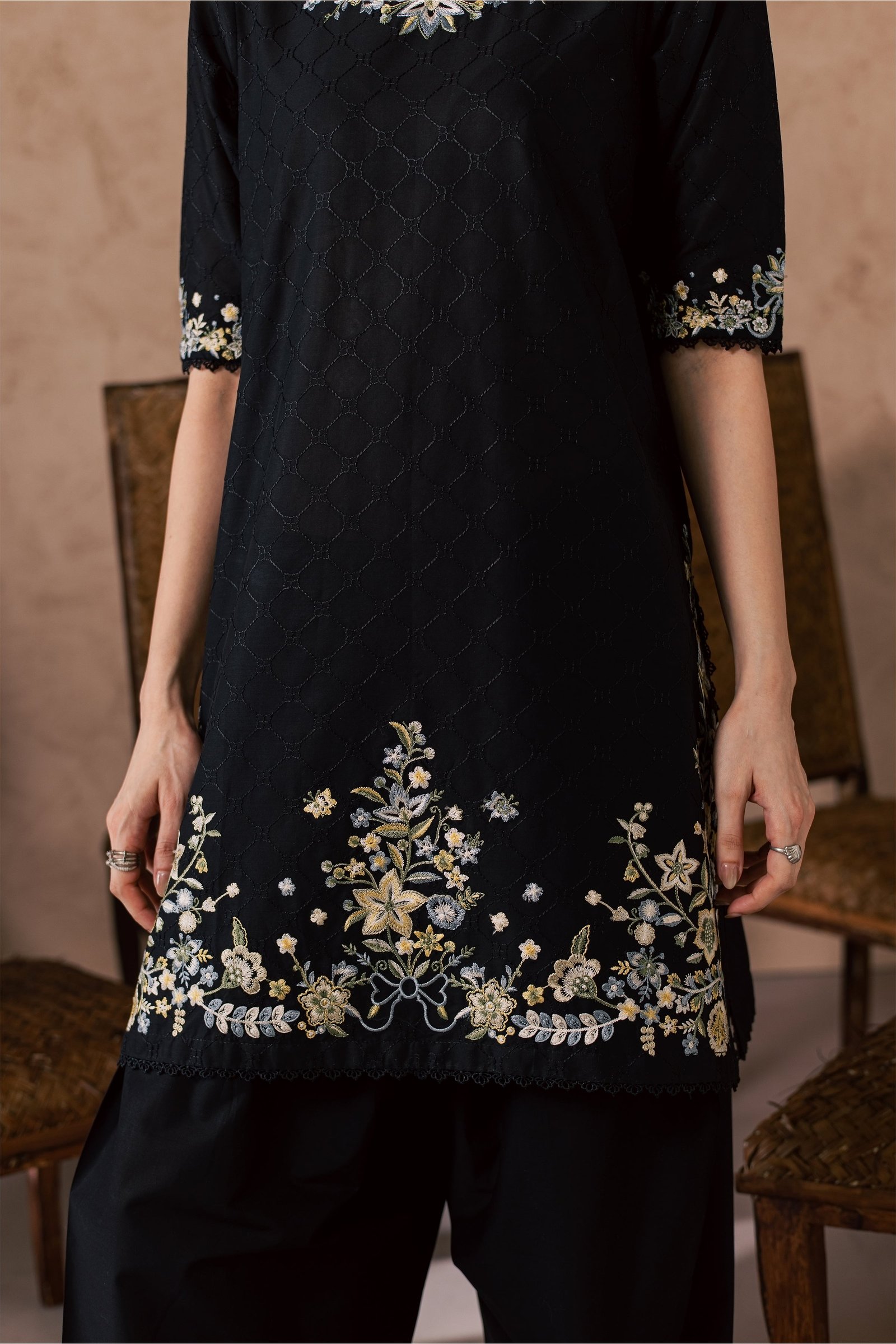  Venom Veil 2Pc - Embroidered Lawn Dress EverydayEdit26  BATIK   XS / Black / Pima Lawn-S / Black / Pima Lawn-M / Black / Pima Lawn-L / Black / Pima Lawn-XL / Black / Pima Lawn