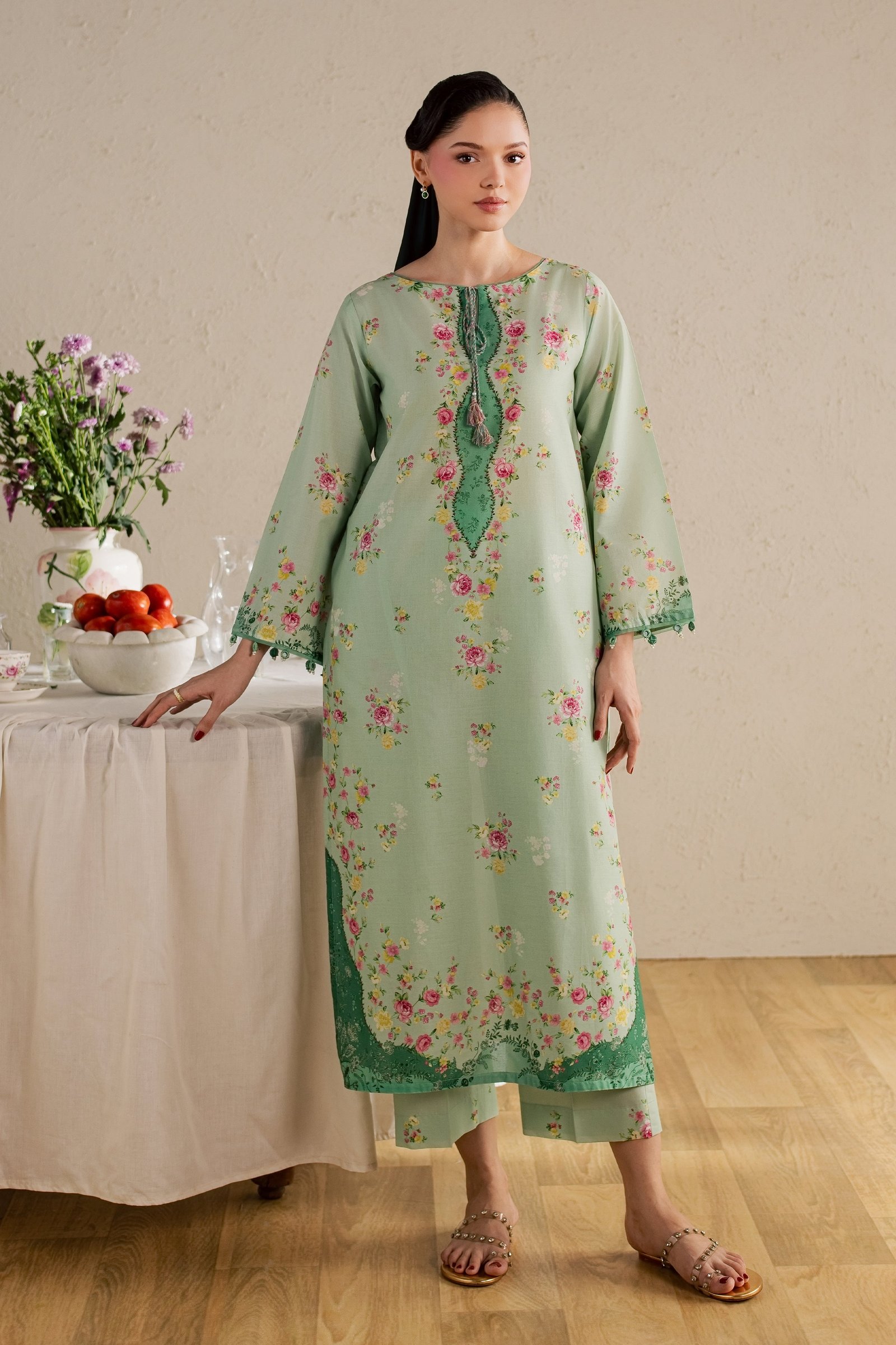 Wally 2Pc - Printed Lawn Dress BATIKSS26 BATIK XS / Green / Lawn-S / Green / Lawn-M / Green / Lawn-L / Green / Lawn-XL / Green / Lawn