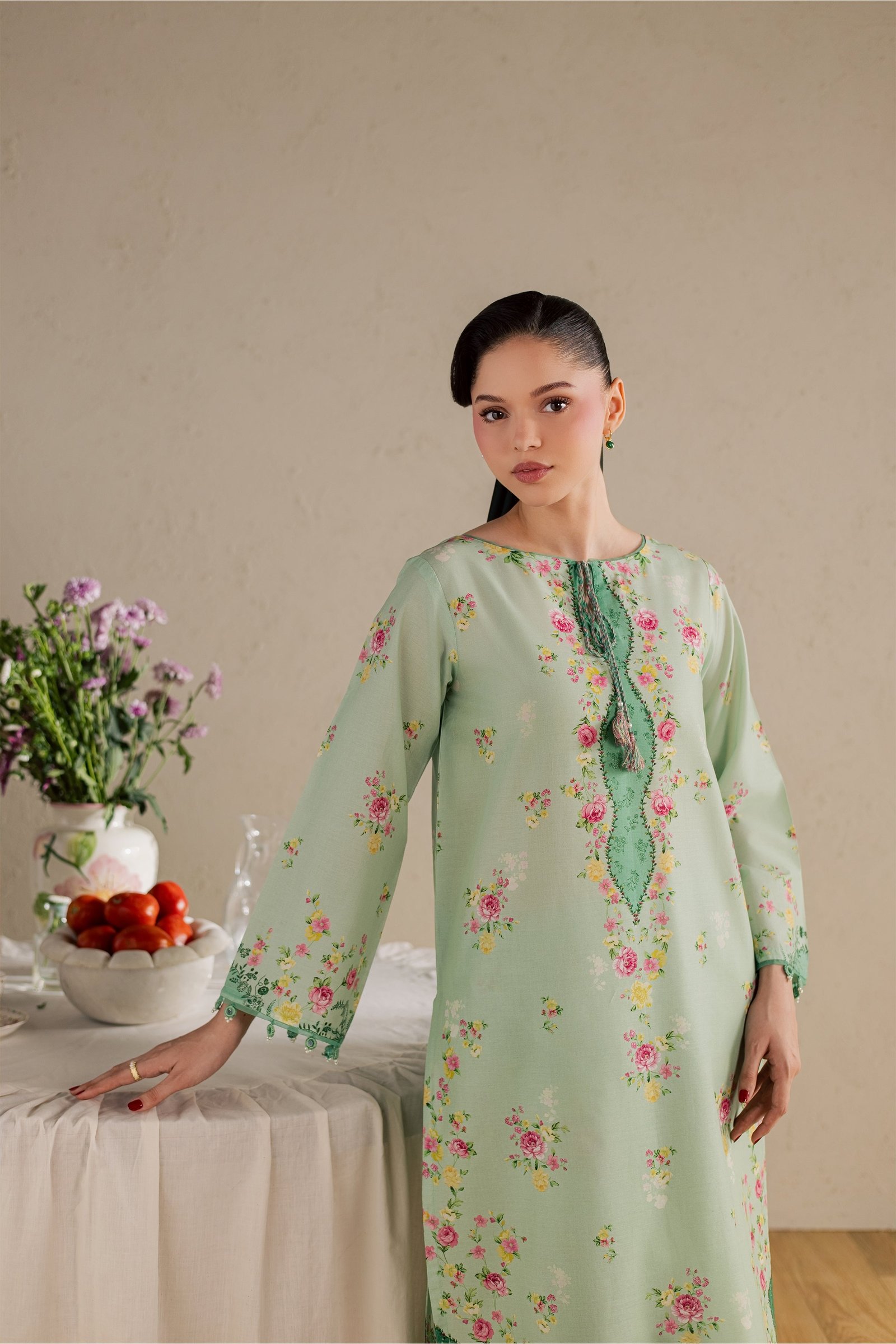 Wally 2Pc - Printed Lawn Dress BATIKSS26 BATIK XS / Green / Lawn-S / Green / Lawn-M / Green / Lawn-L / Green / Lawn-XL / Green / Lawn