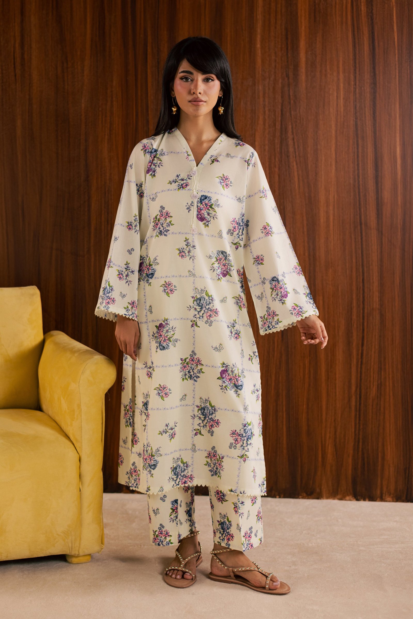 White Sally 2Pc - Printed Lawn Dress BATIKSS26 BATIK XS / Off White / Lawn-S / Off White / Lawn-M / Off White / Lawn-L / Off White / Lawn-XL / Off White / Lawn