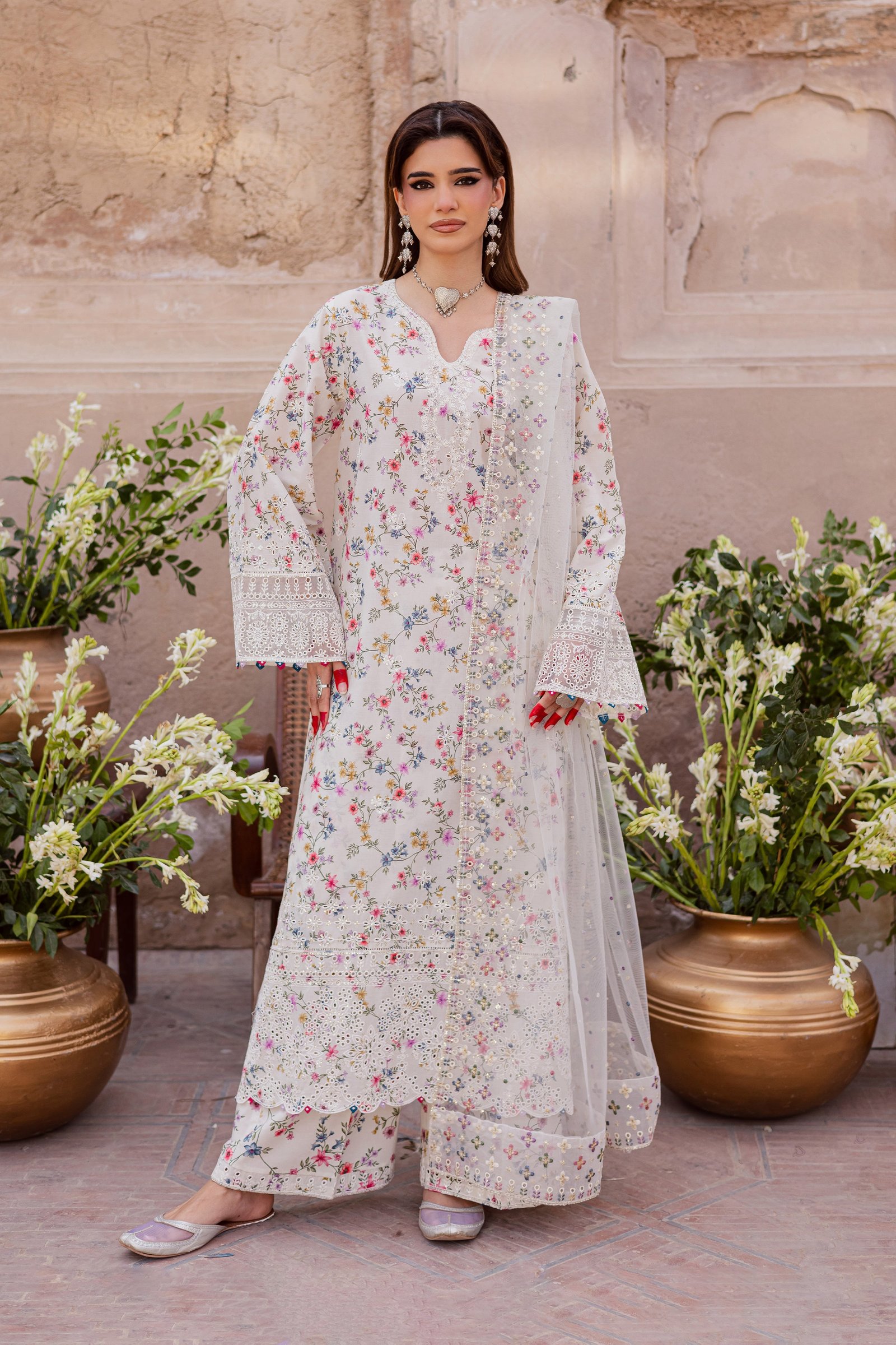 Wisteria 3Pc - Festive Eid Prints BATIKEID2026 BATIK XS / Off White / Lawn-S / Off White / Lawn-M / Off White / Lawn-L / Off White / Lawn-XL / Off White / Lawn
