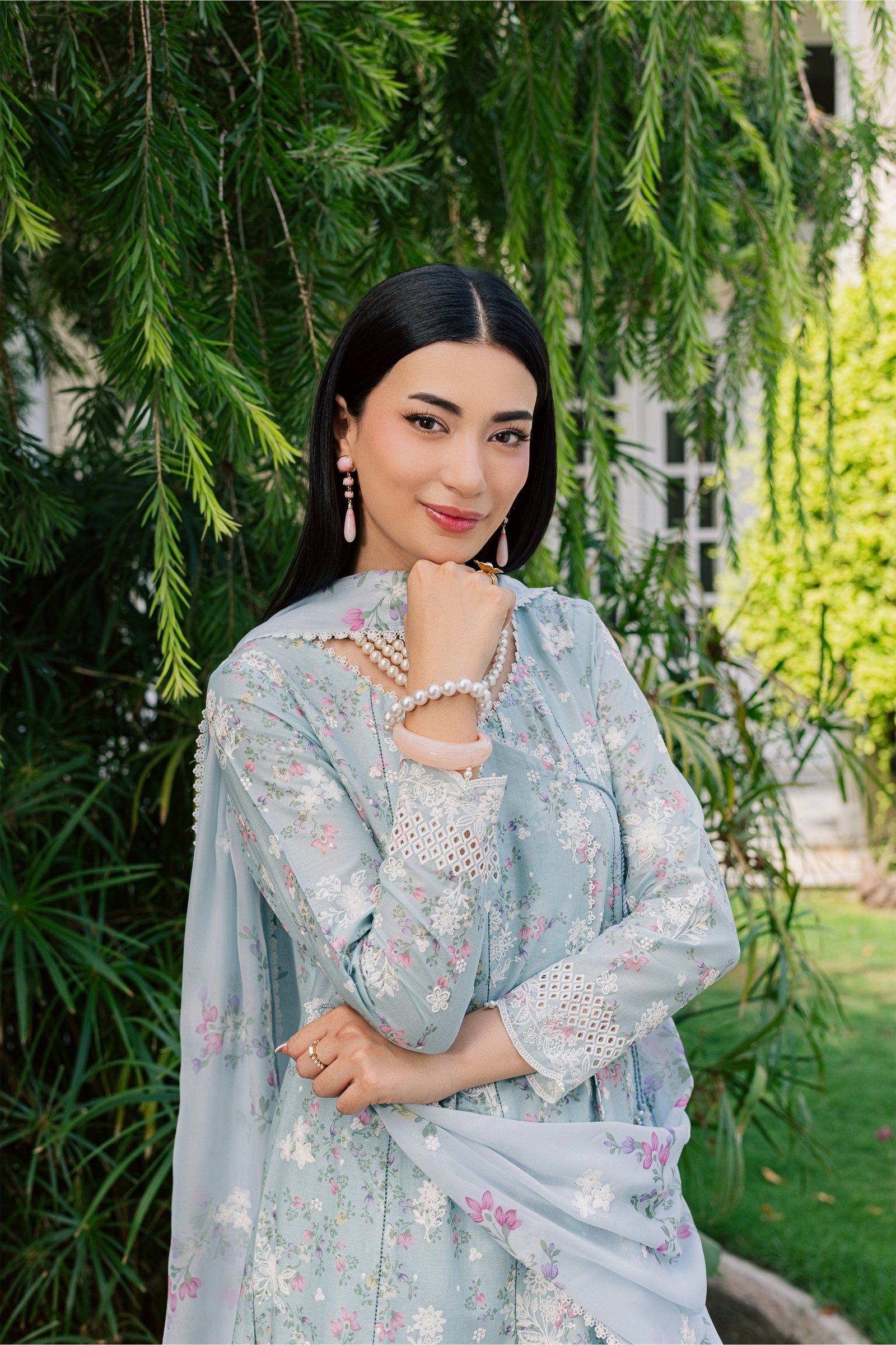 Yara 3Pc - Luxury Embroidered Lawn BATIKSS26 BATIK XS / Sky Blue / Lawn-S / Sky Blue / Lawn-M / Sky Blue / Lawn-L / Sky Blue / Lawn-XL / Sky Blue / Lawn