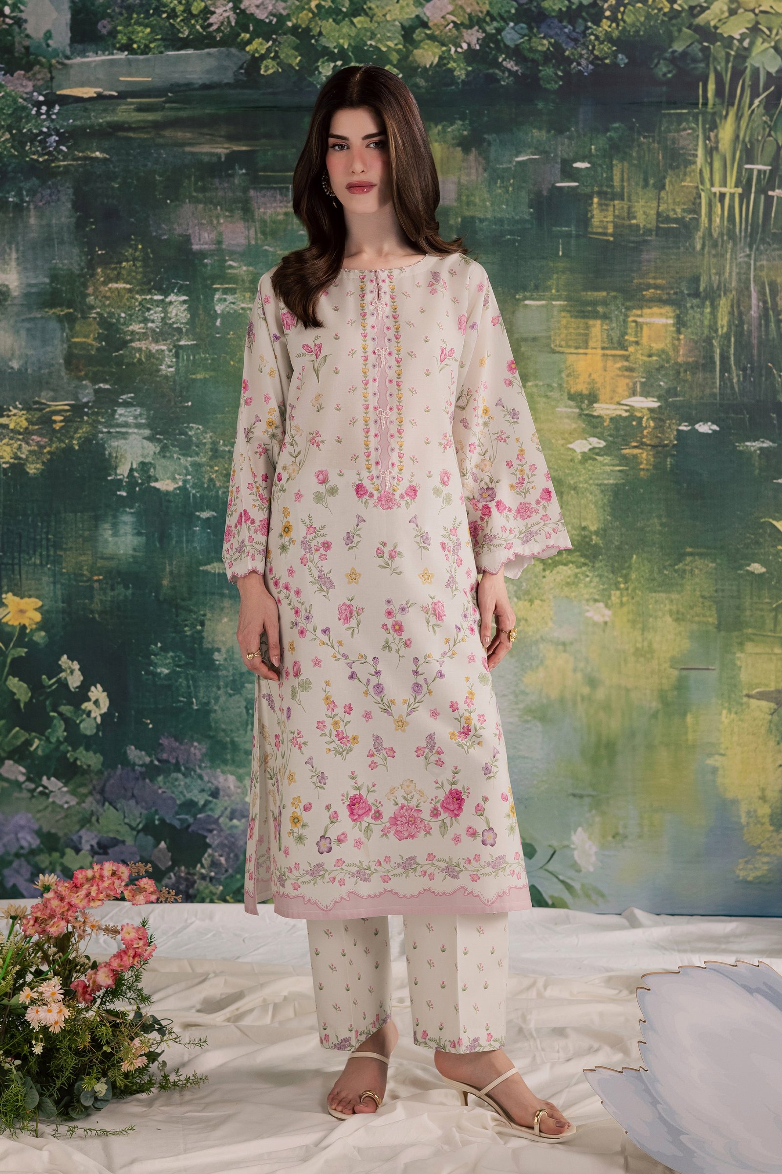 Yuki B 2Pc - Printed Lawn Dress BATIKSS26 BATIK XS / Off White / Lawn-S / Off White / Lawn-M / Off White / Lawn-L / Off White / Lawn-XL / Off White / Lawn
