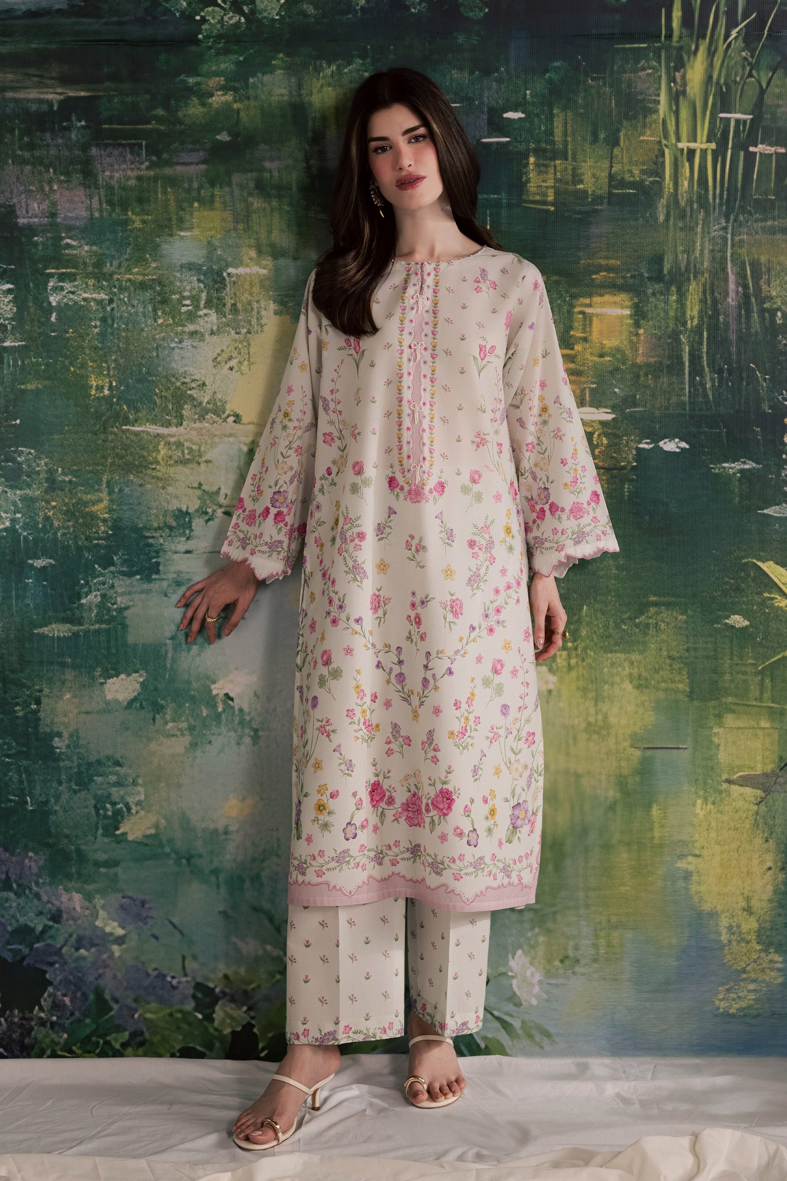 Yuki B 2Pc - Printed Lawn Dress BATIKSS26 BATIK XS / Off White / Lawn-S / Off White / Lawn-M / Off White / Lawn-L / Off White / Lawn-XL / Off White / Lawn