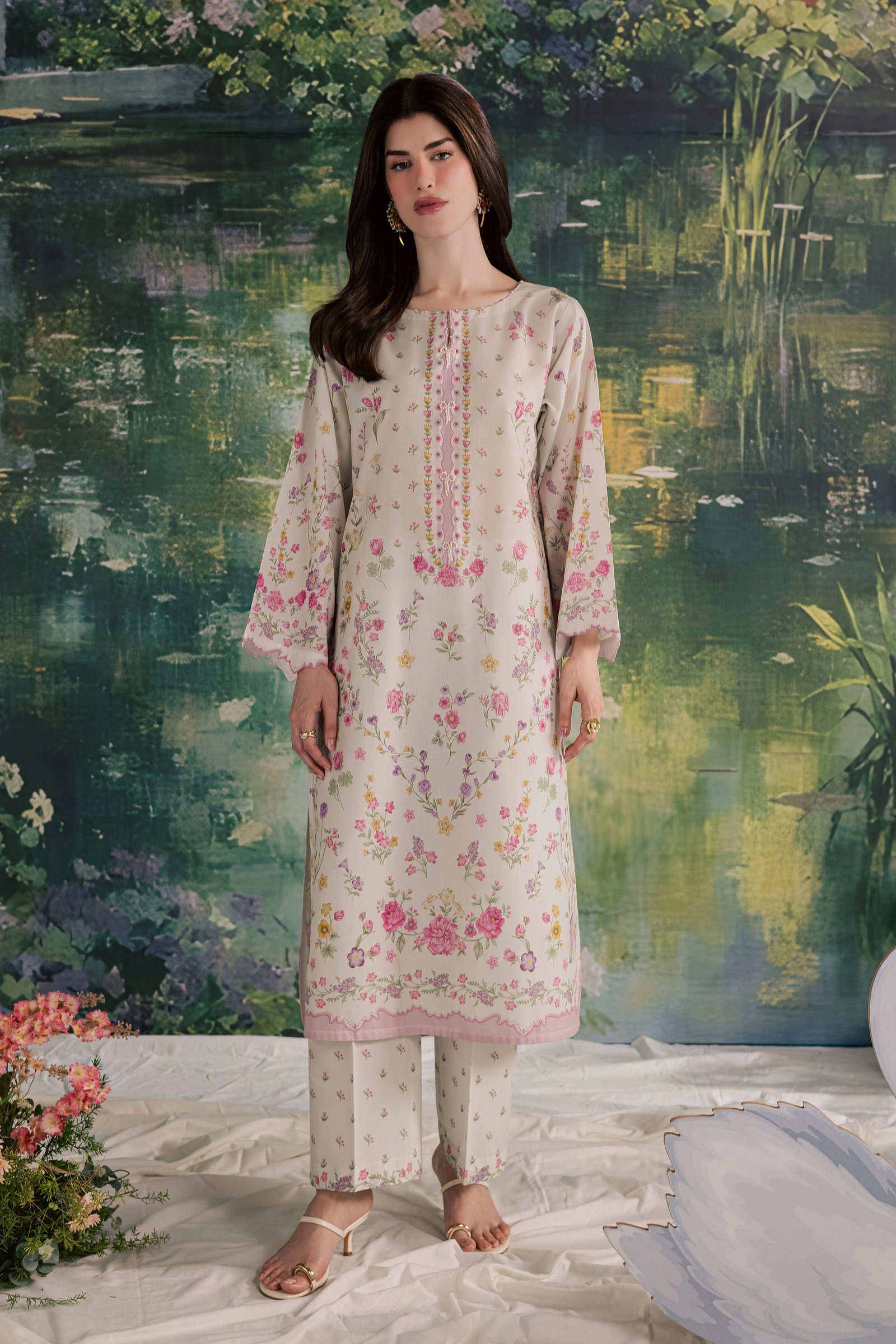 Yuki B 2Pc - Printed Lawn Dress BATIKSS26 BATIK XS / Off White / Lawn-S / Off White / Lawn-M / Off White / Lawn-L / Off White / Lawn-XL / Off White / Lawn