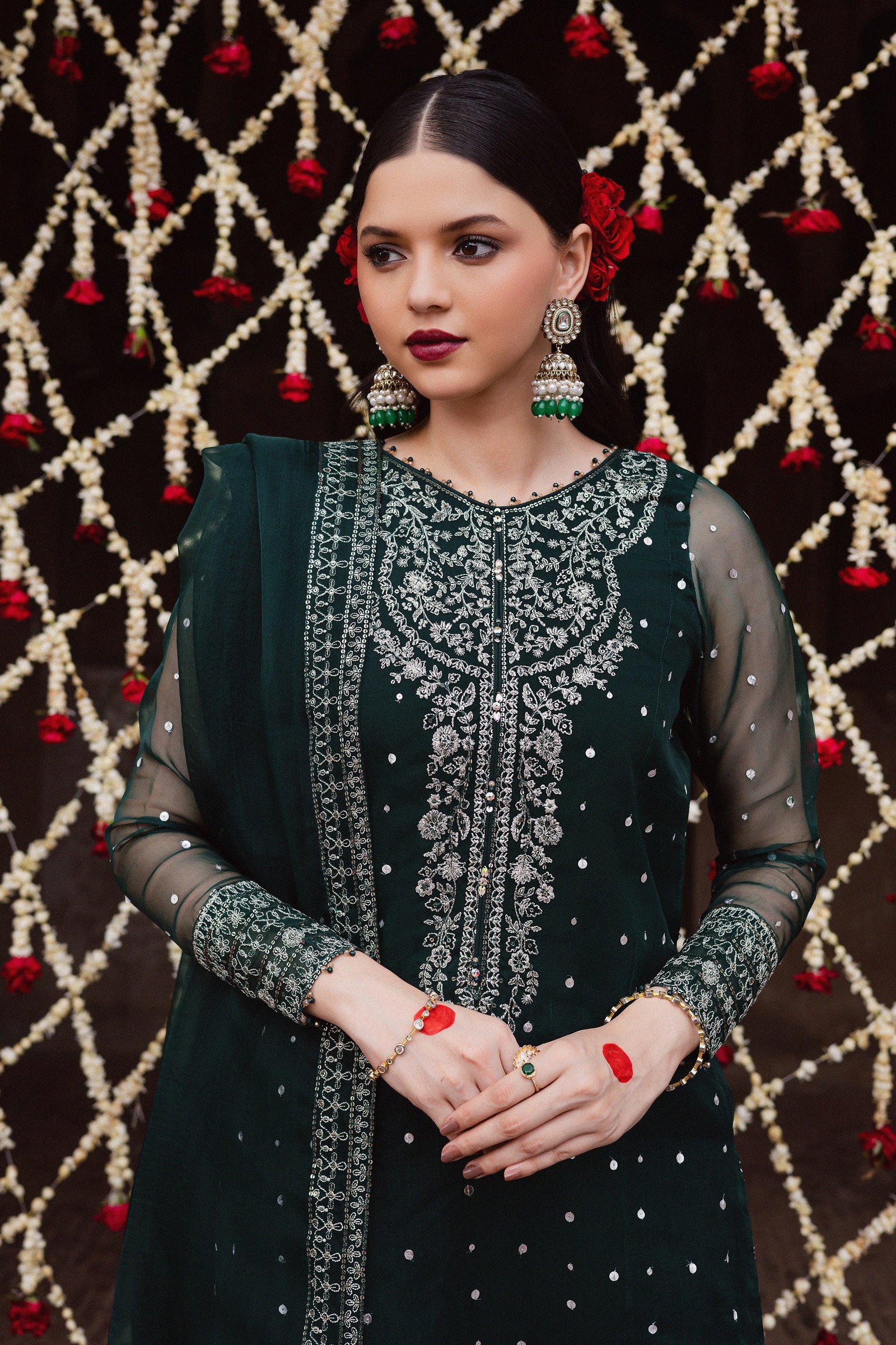  Zamurud 3Pc - Festive Luxe Pret BATIKLuxePRET  BATIK   XS / Emerald Green / Organza & Raw Silk-S / Emerald Green / Organza & Raw Silk-M / Emerald Green / Organza & Raw Silk-L / Emerald Green / Organza & Raw Silk-XL / Emerald Green / Organza & Raw Silk