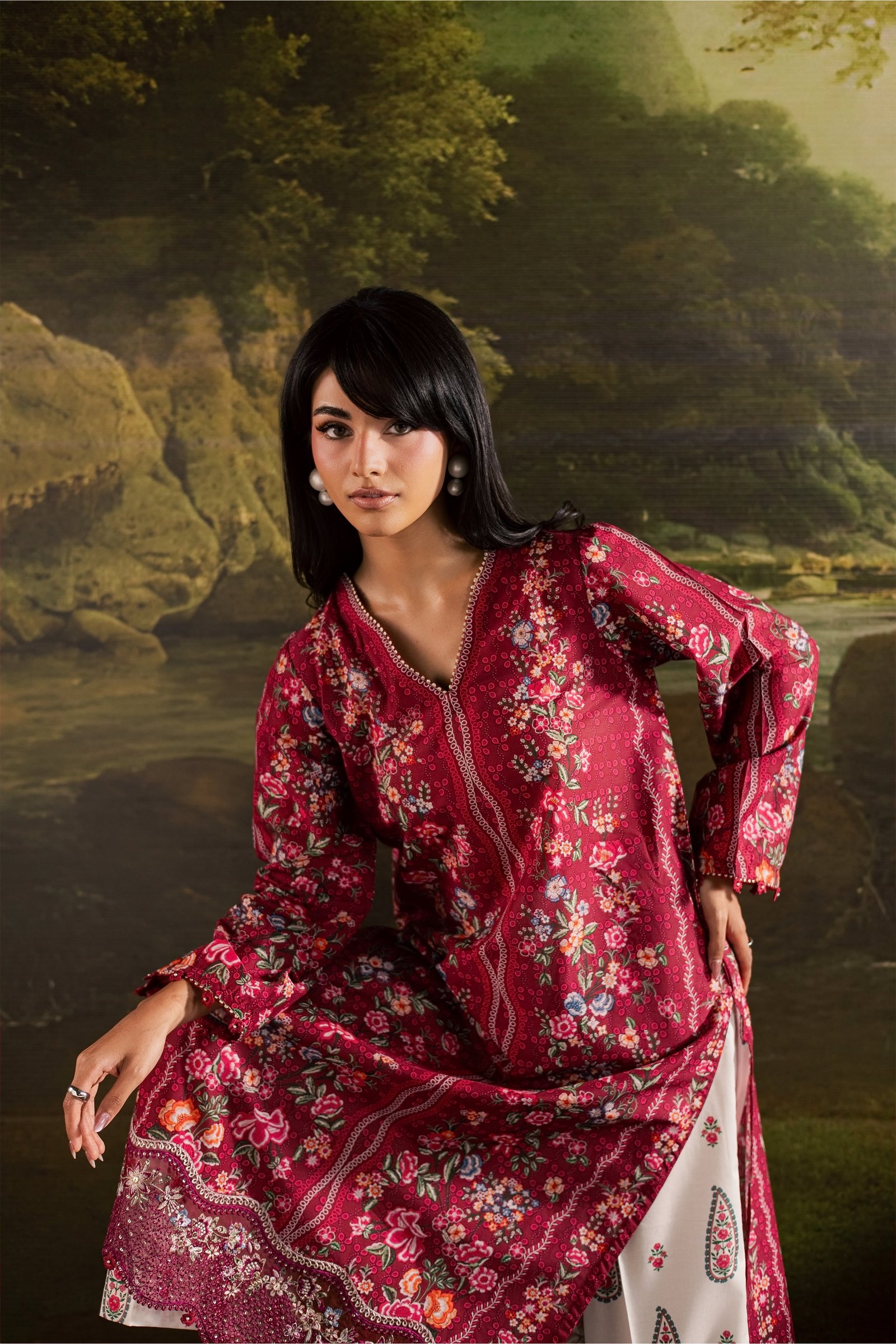 Zim 2Pc - Printed Lawn Dress BATIKSS26 BATIK XS / Pink / Lawn-S / Pink / Lawn-M / Pink / Lawn-L / Pink / Lawn-XL / Pink / Lawn