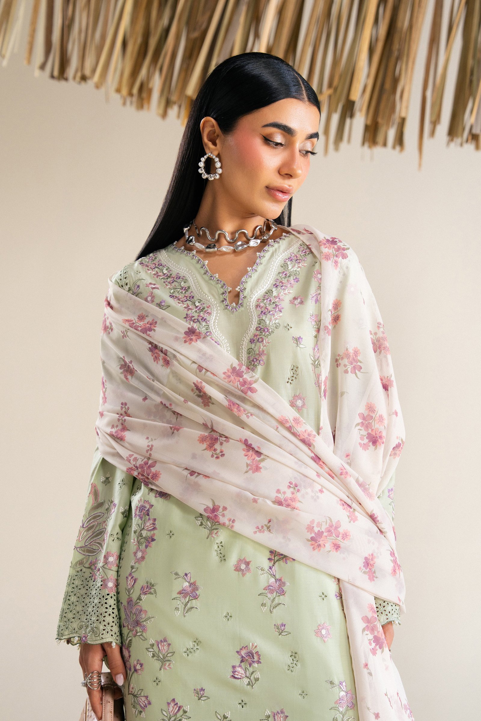 Zoey 3Pc - Festive Eid Pret BATIKSS26 BATIK XS / Bok choy / Pima Lawn-S / Bok choy / Pima Lawn-M / Bok choy / Pima Lawn-L / Bok choy / Pima Lawn-XL / Bok choy / Pima Lawn